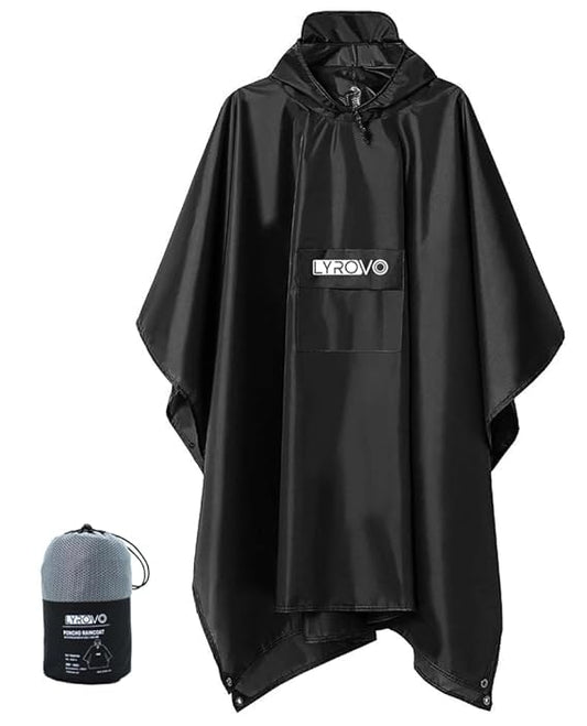 Lorisa Unisex Waterproof Outdoor Rain Poncho – Lightweight, Reusable, Packable, One Size Fits All