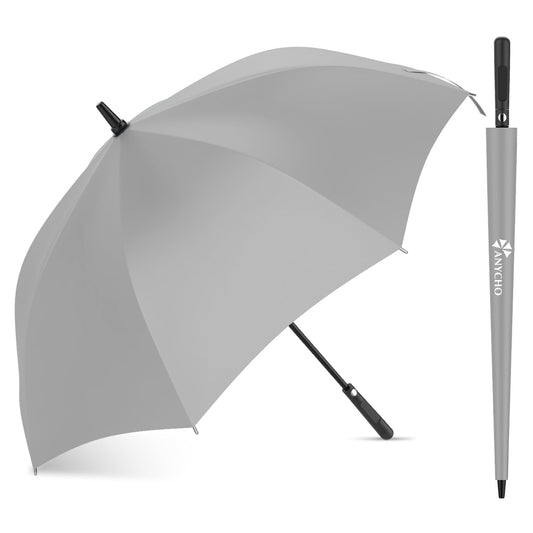 FENYCHO 280T High-Density Fabric Big Umbrella for Men and Women, 54 Inches Auto Open Golf Umbrella - Enhanced Durability and Superior Waterproofing, Windproof Design, Large Size for 2-3 People (Grey)