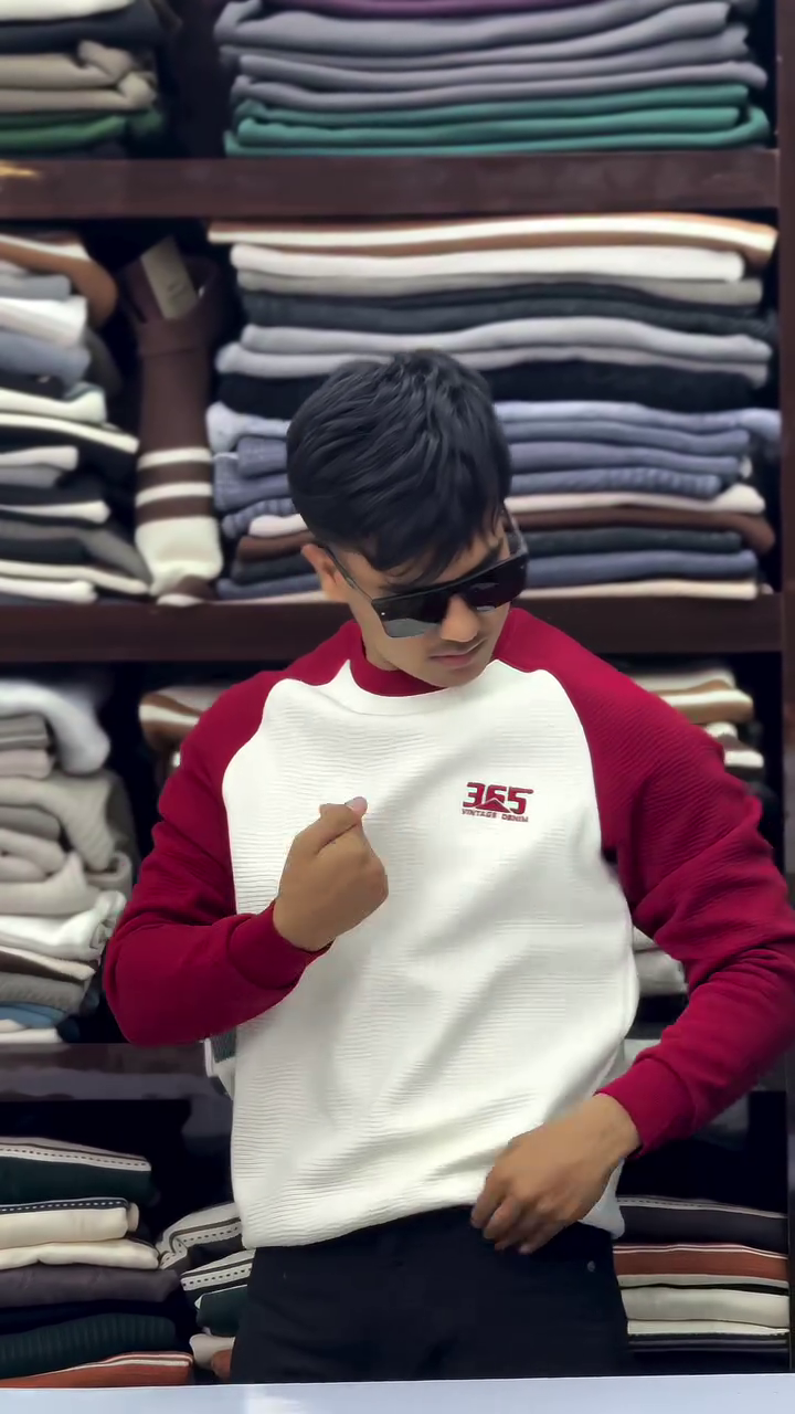 Sporty Red & White Raglan Sweatshirt for Casual Everyday Comfort - Image 4